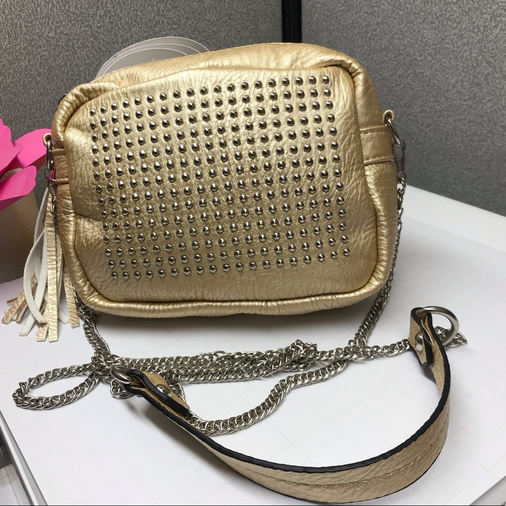 Small metallic gold cross body bag
